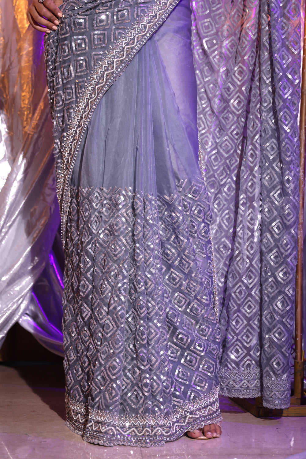Grey Tissue Silk Saree