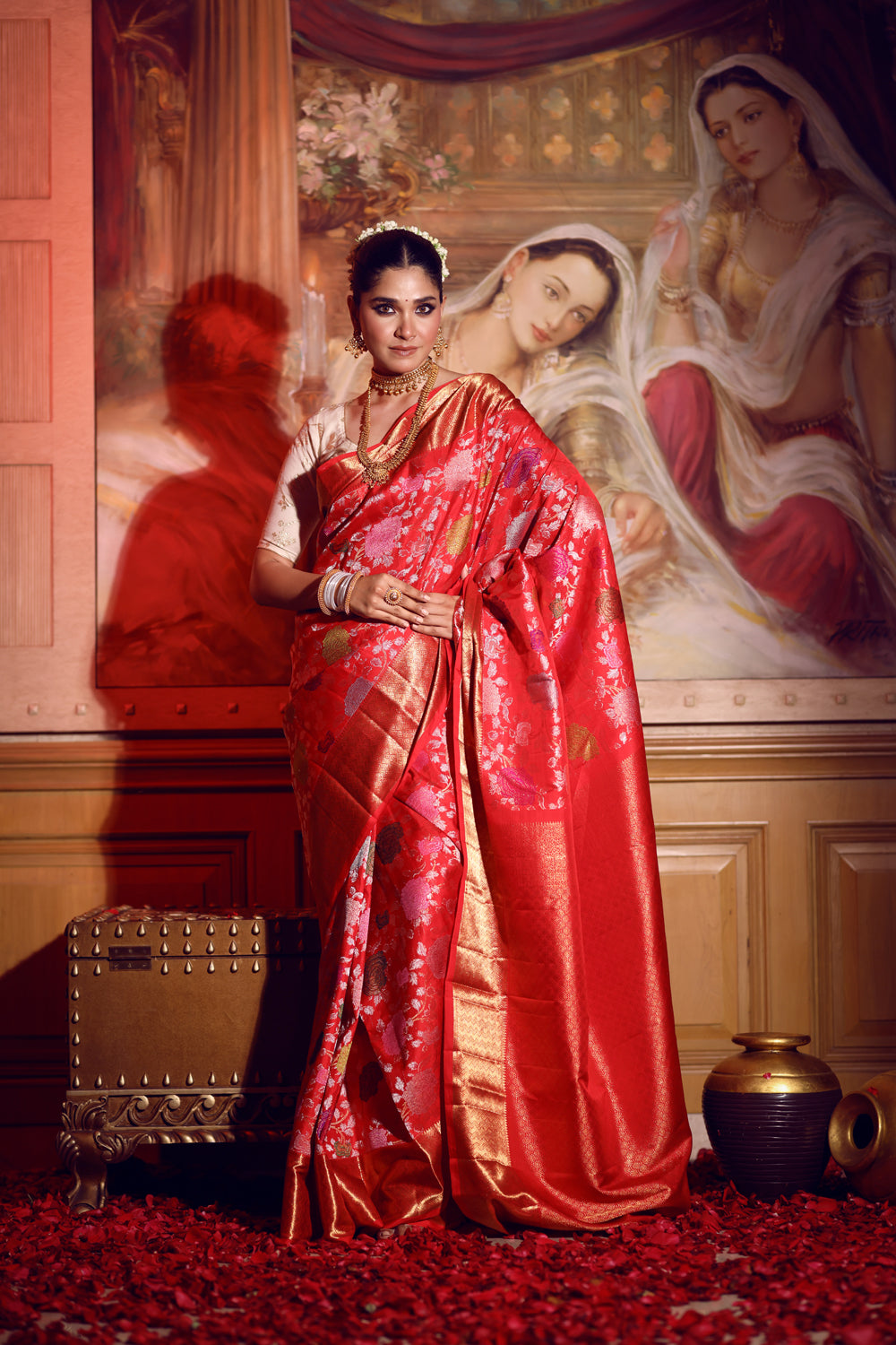 Crimson Red Kanjivaram Silk Saree
