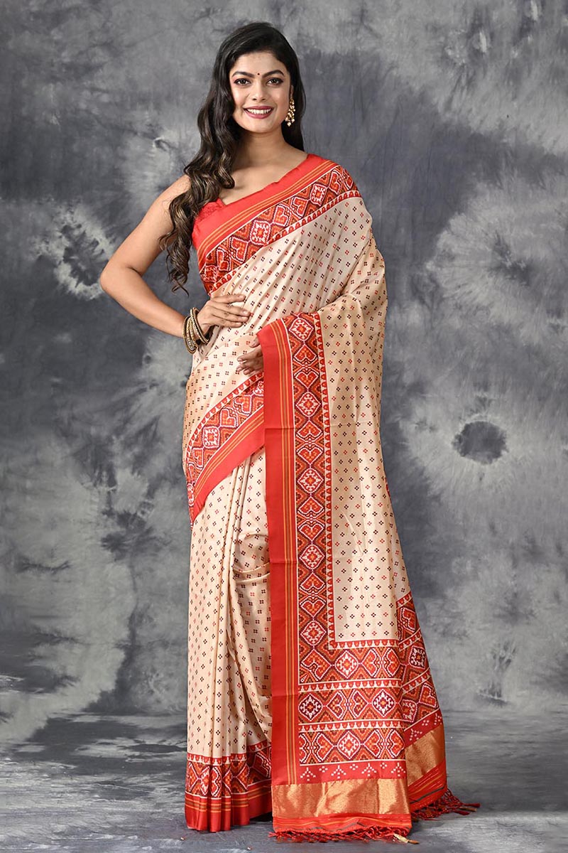 Buy Designer Sarees, Salwar Kameez, Kurtis & Tunic and Lehenga  Choli.Gorgeous Beige Silk Saree