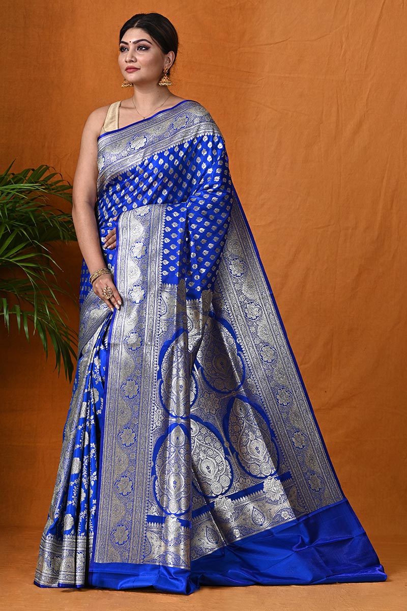 Glamorous Royal Blue Color Soft Silk Base Banarasi Saree