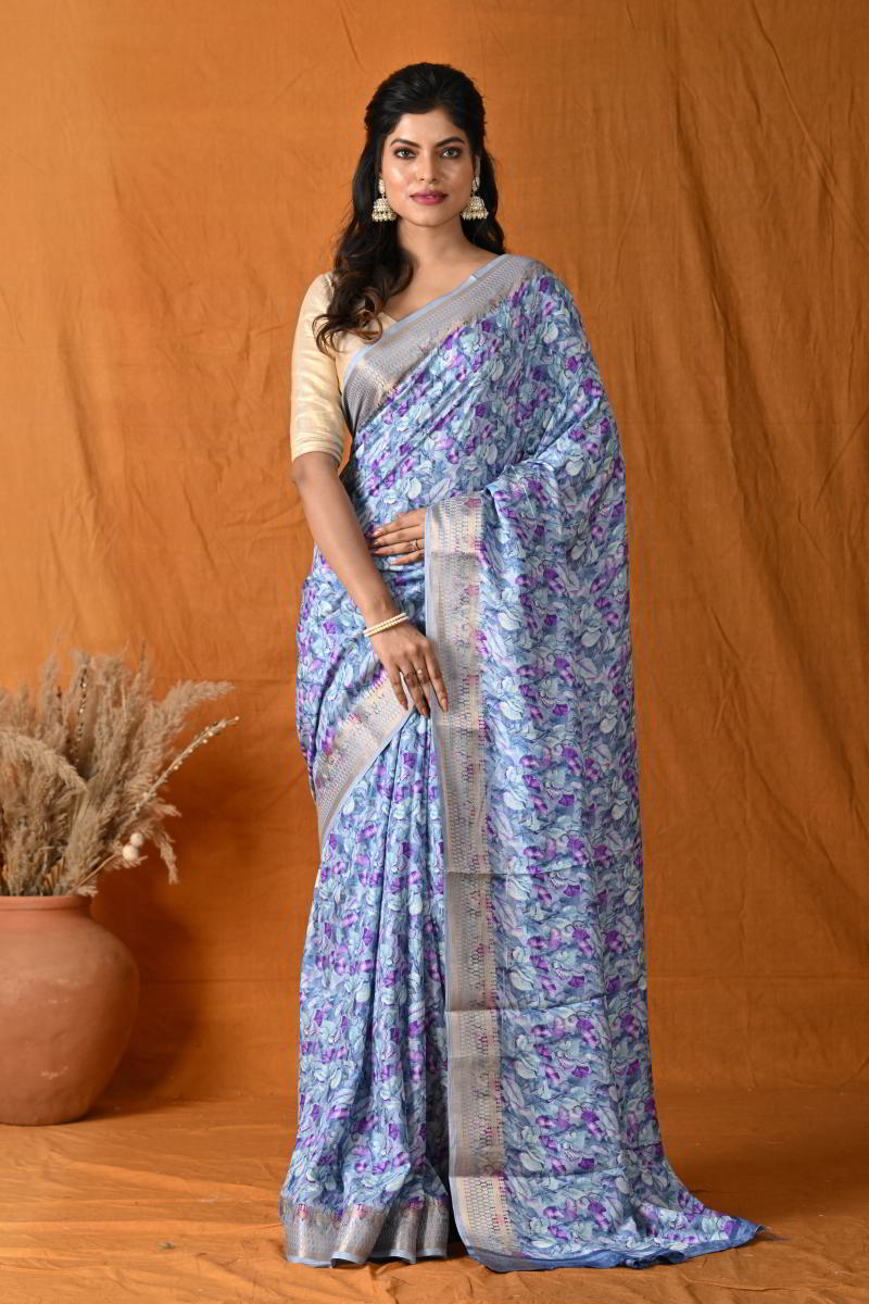 Butidar - The Silver Buti Banarasi Cotton Silk Saree – Monamaar