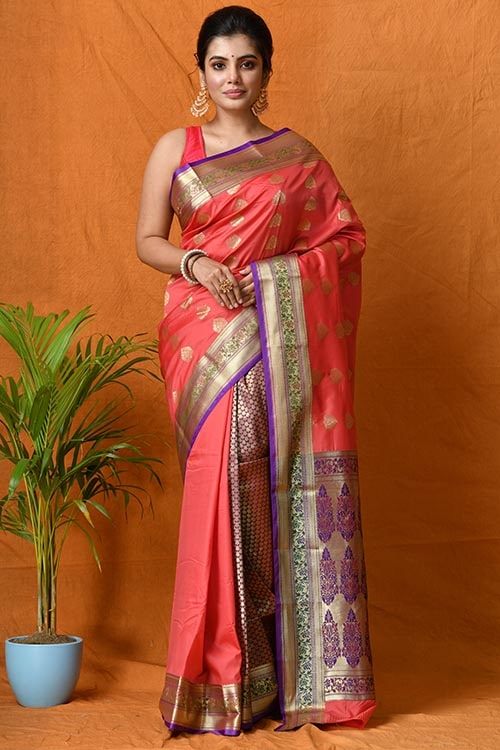 Eesa Rebba in a peach saree – South India Fashion