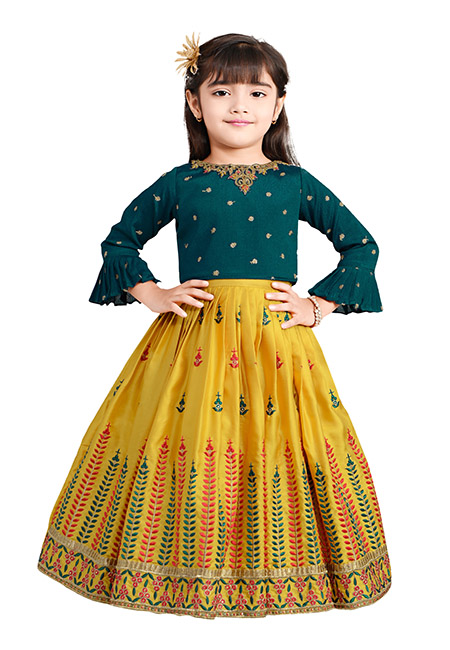 Party Wear Blue & Orange Girls Indo-Western Lehenga Choli, Size: 1-12 Years  at Rs 900/piece in Meerut